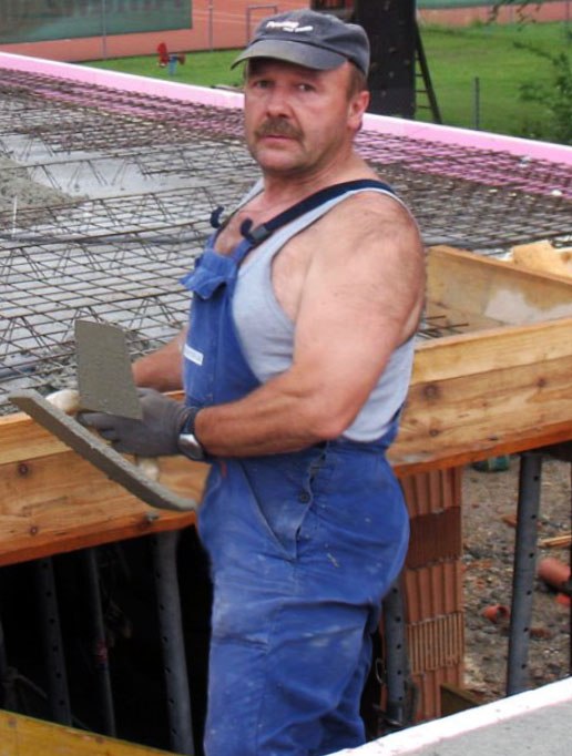 moustached worker